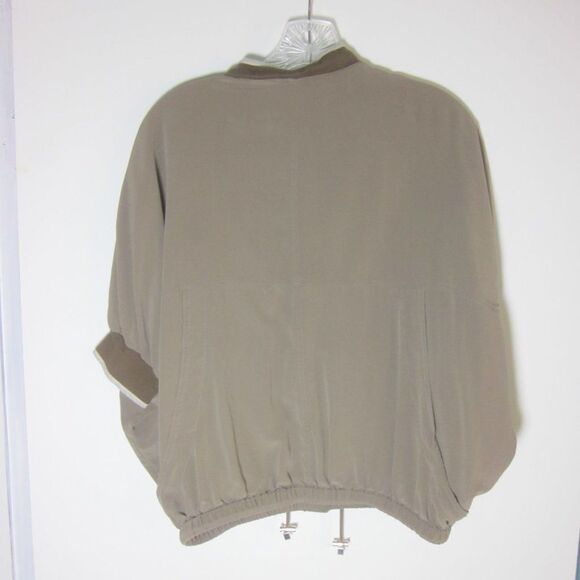 Fay Silk Dolman Sleeve Jacket Zip Front Tan Cuffed Short Sleeve Made in Italy - Picture 4 of 16